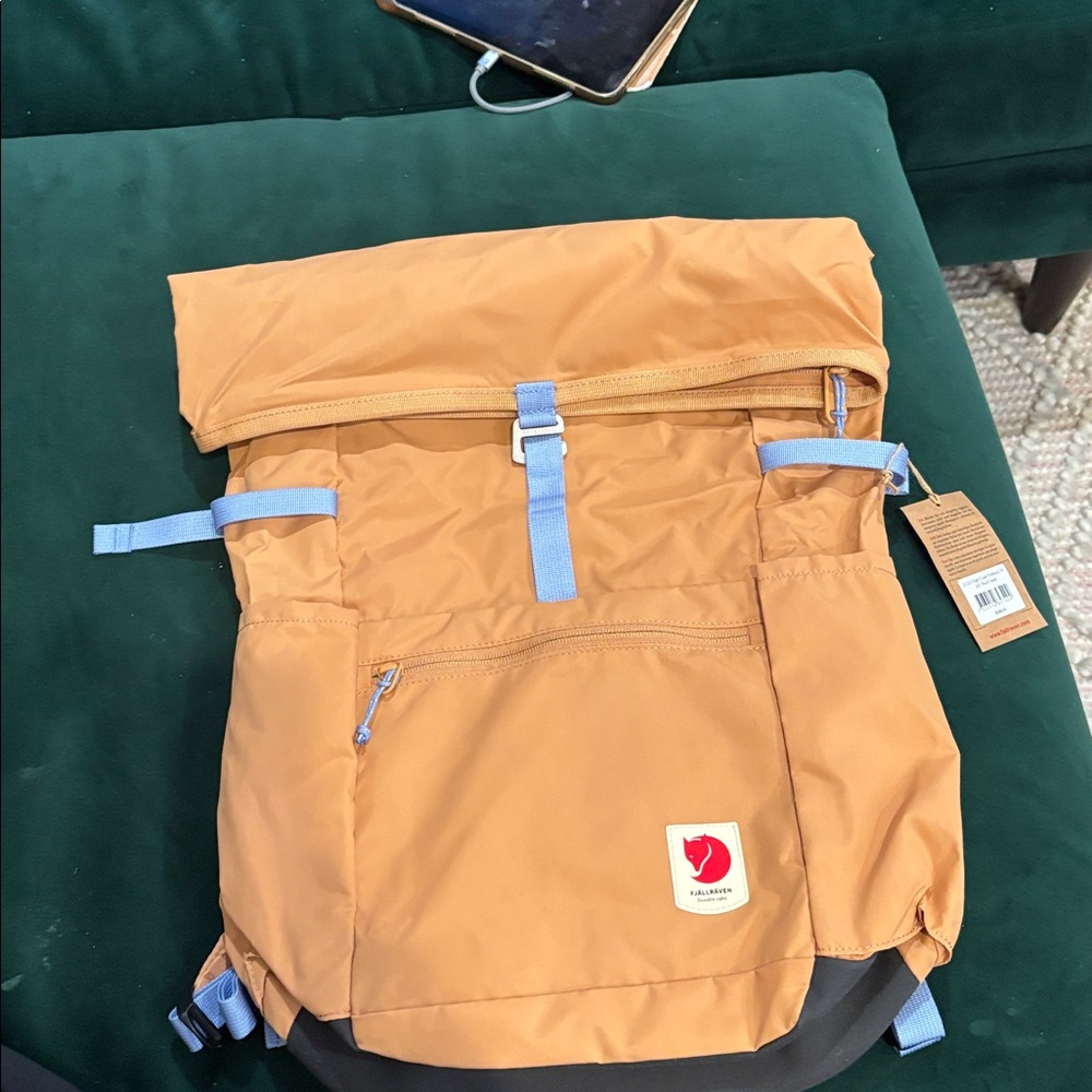 NWT Fjallraven Peach Backpack with decals — High Coast Foldsack 24